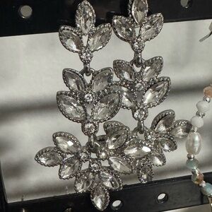 Elegant Silver Crystal Drop Earrings